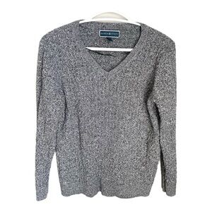 Karen Scott Gray V-Neck Sweater Classic Knit